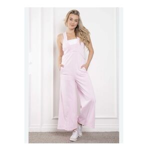 BLUEVELVET Light Pink Wide-Leg Overalls SIZE SMALL NWT